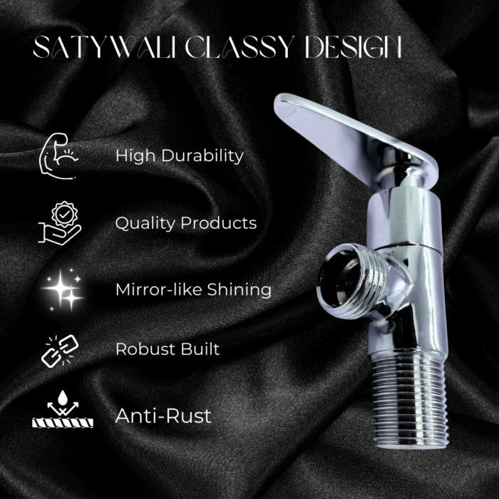 Angle Valve Cock for Bathroom and Kitchen Durable, Anti Rust Brass Finish Elegant Design - Image 2