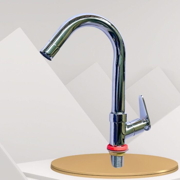 Sink Cock Neck Pillar Tap with 360° Silicone Spout Brass Chrome Finish for Wash Basin and Bathroom - Image 8