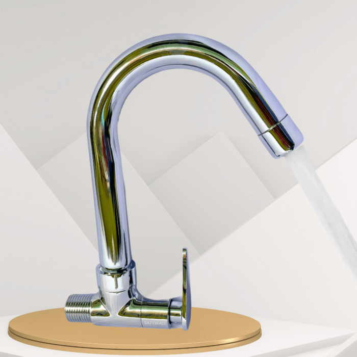 Swan Neck Pillar Tap with 360° Silicone Spout Brass Chrome Finish for Wash Basin and Kitchen & Bathroom - Image 6