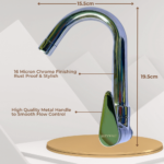 Swan Neck Pillar Tap with 360° Silicone Spout Brass Chrome Finish for Wash Basin and Kitchen & Bathroom - Image 3